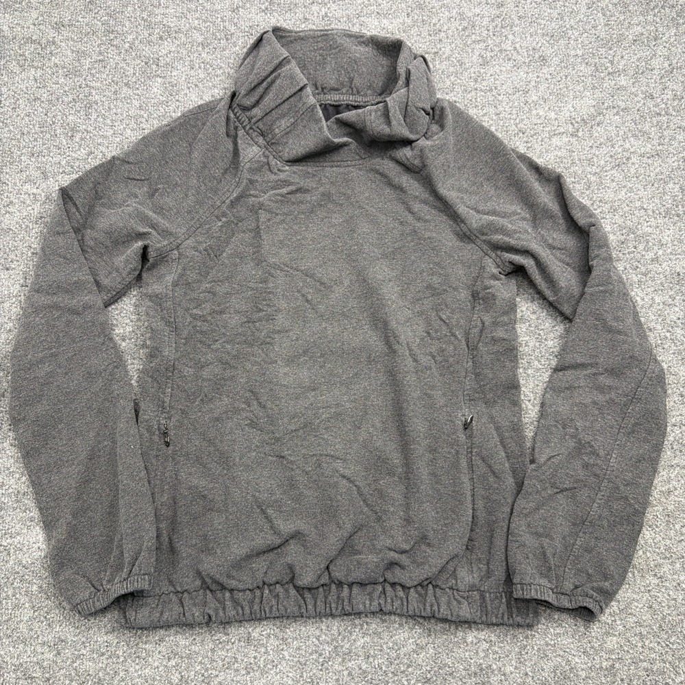 Lululemon Sweatshirt Womens 4 Gray Cowl Neck After All Pullover Elastic Hem Zip